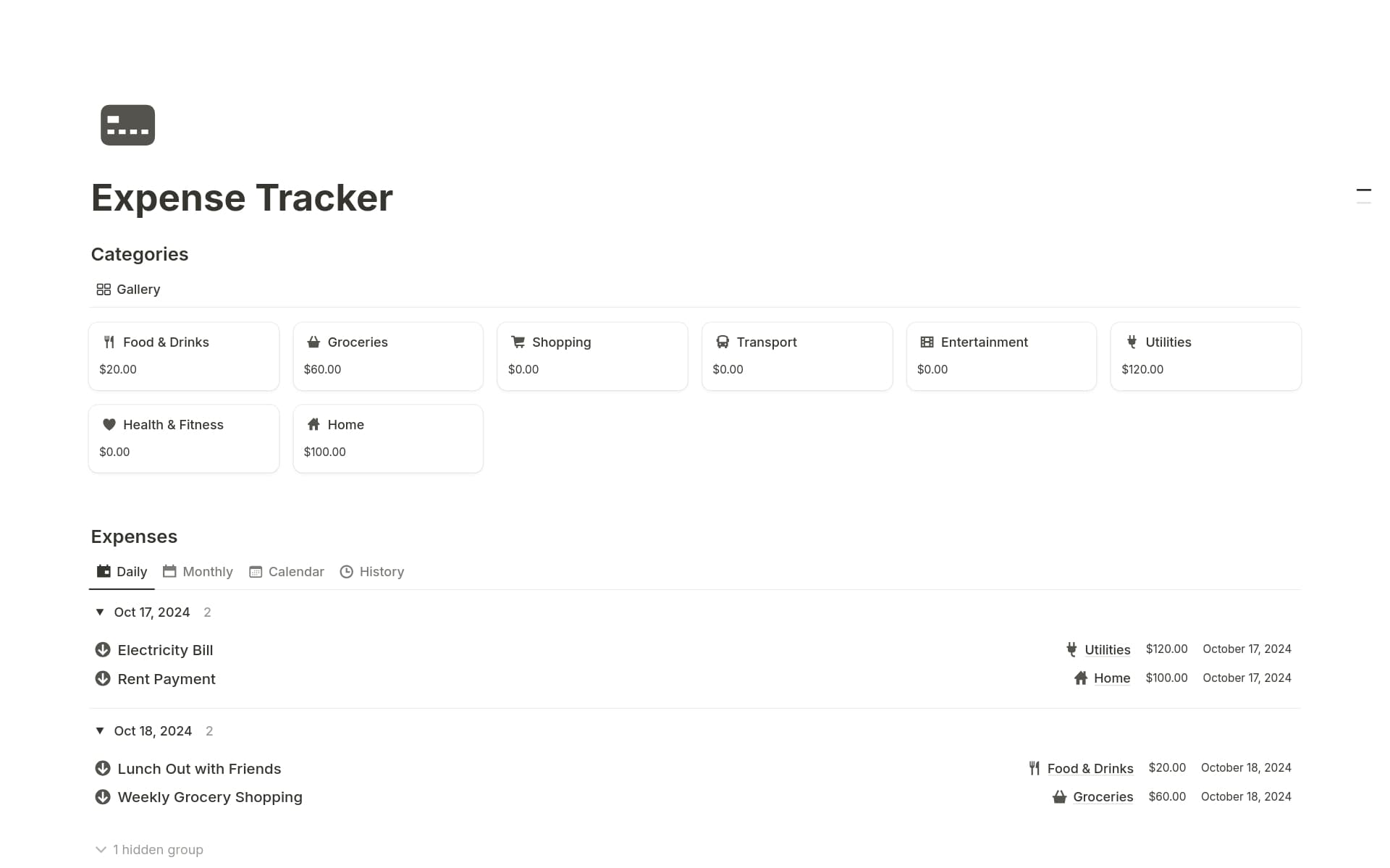 Track your daily expenses and spendings.