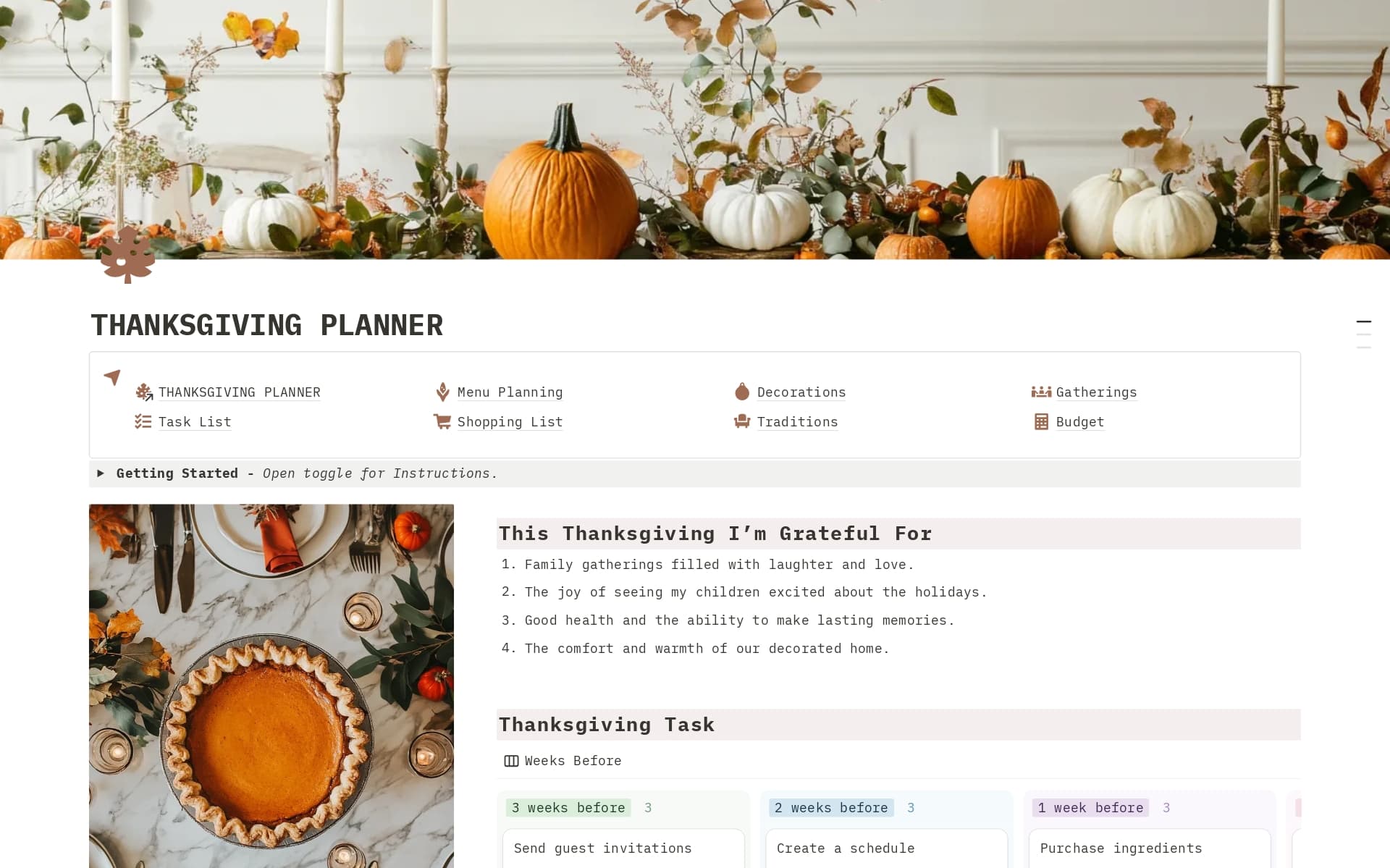 Thanksgiving Planner Template | Notion Marketplace