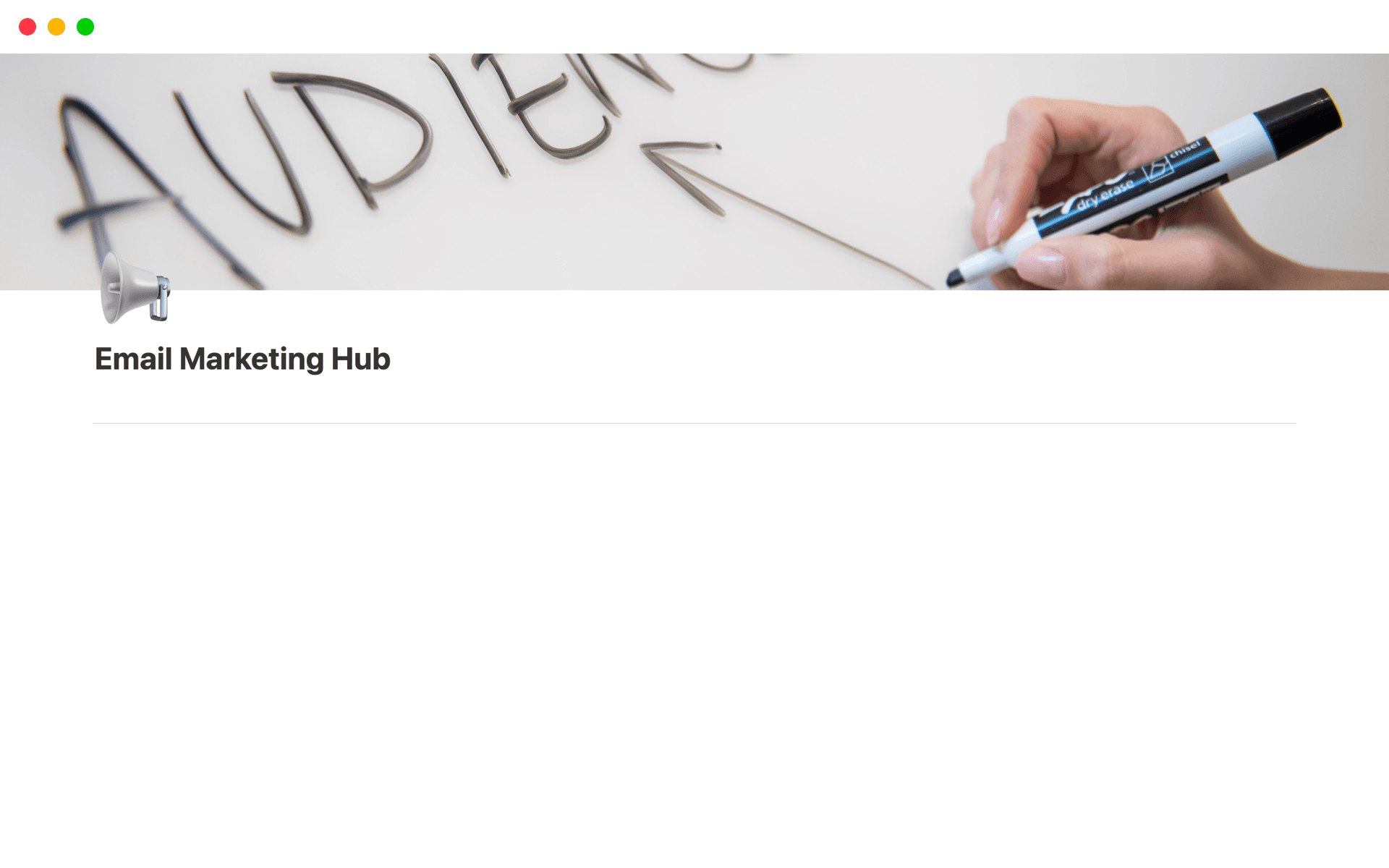A template preview for Email Marketing Hub