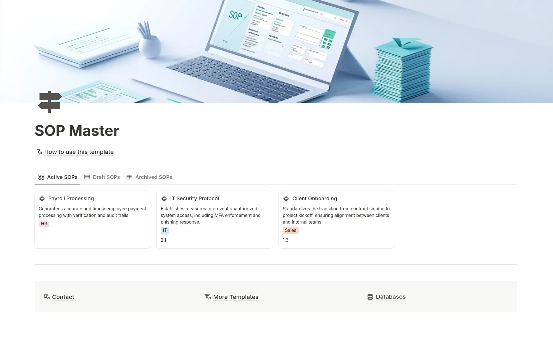 A template preview for SOP Master