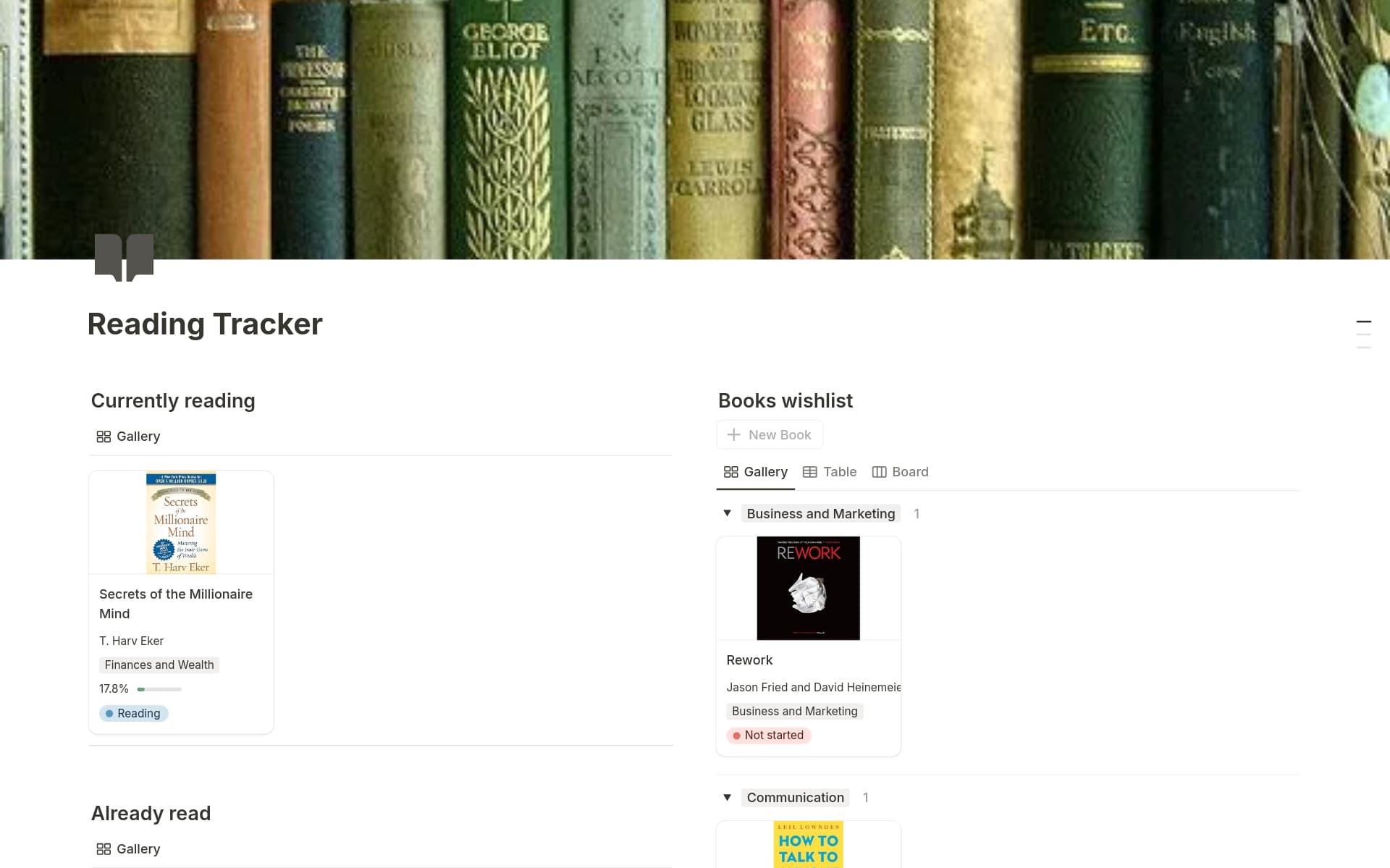 Reading Tracker Template Notion Marketplace