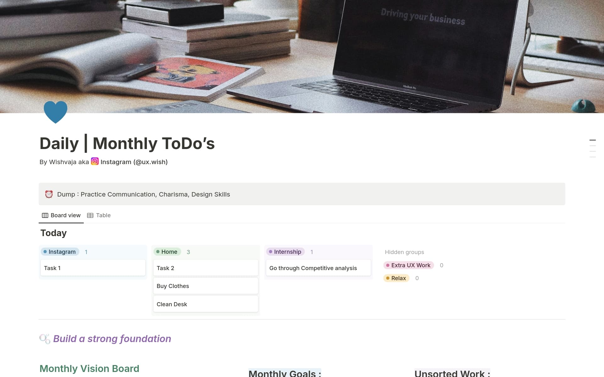 A template preview for Daily | Monthly To Do Tracker
