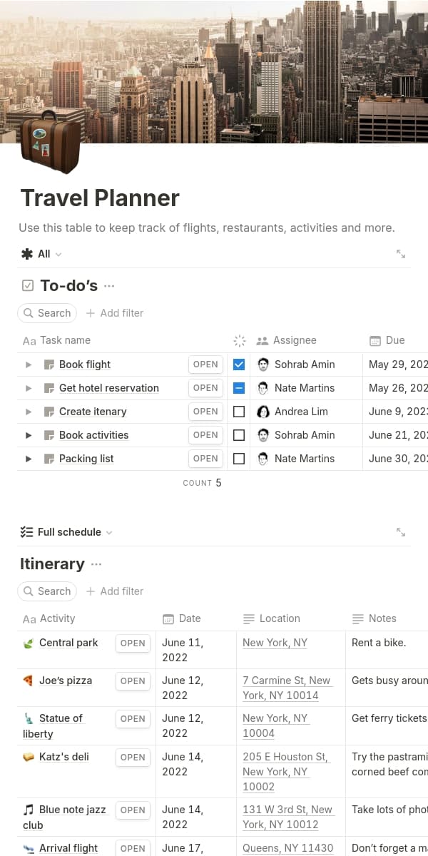 A screenshot of Notion's mobile app