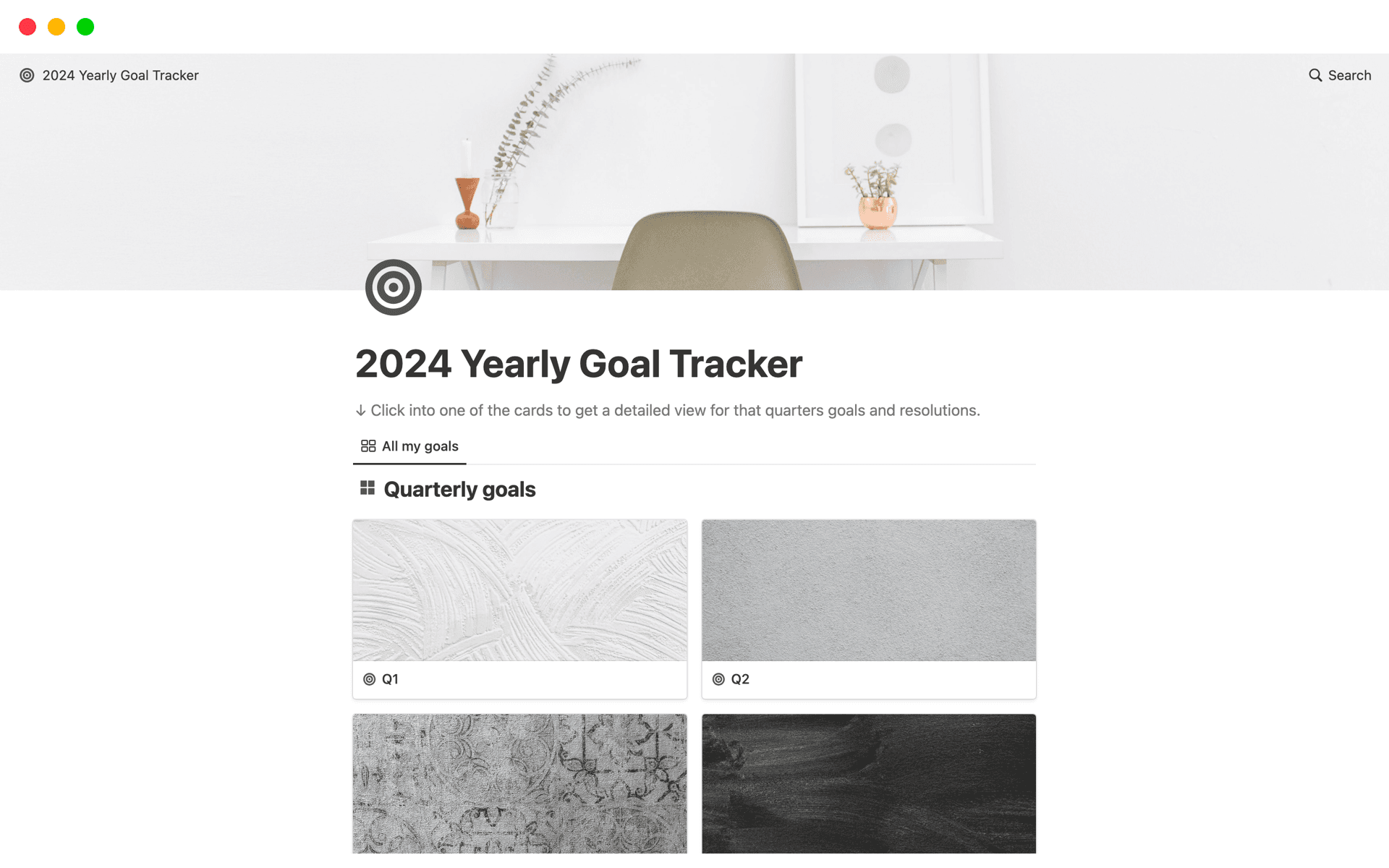 A template preview for 2024 Yearly Goal Tracker