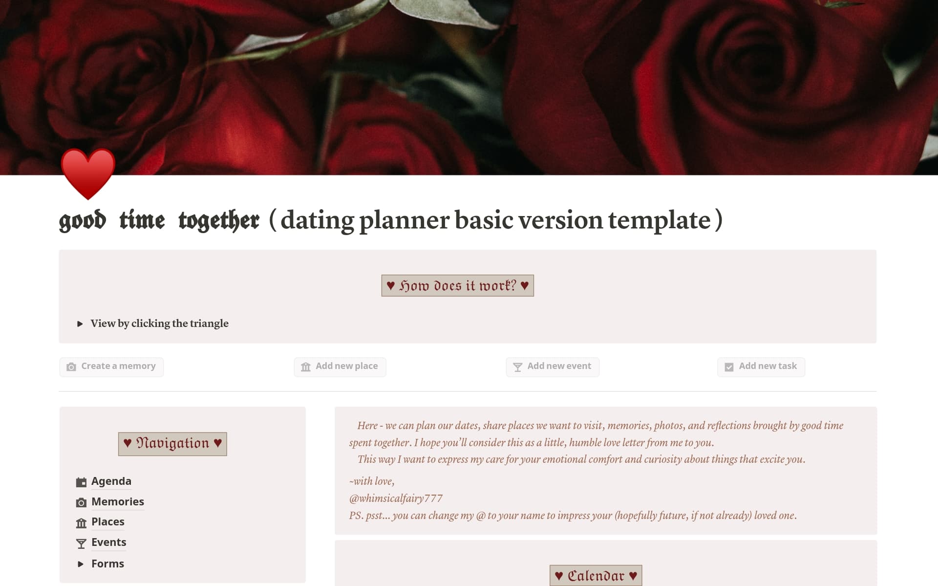 A template preview for Basic Dating Planner - Plan Dates & Save Memories