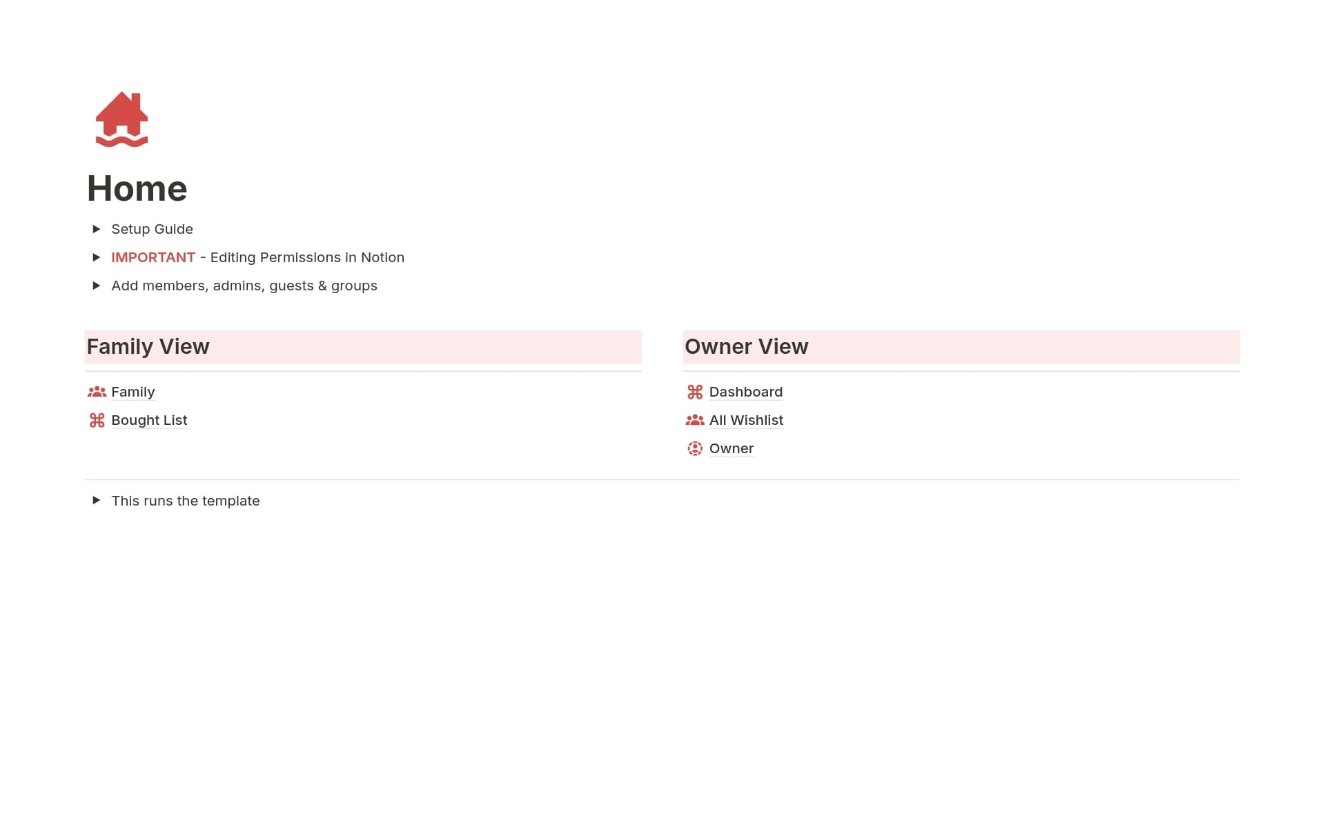 A template preview for Christmas wishlist