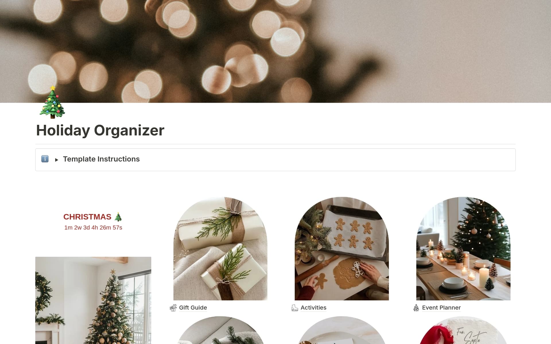 A template preview for Holiday Organizer: Gift Tracker, Events, Christmas