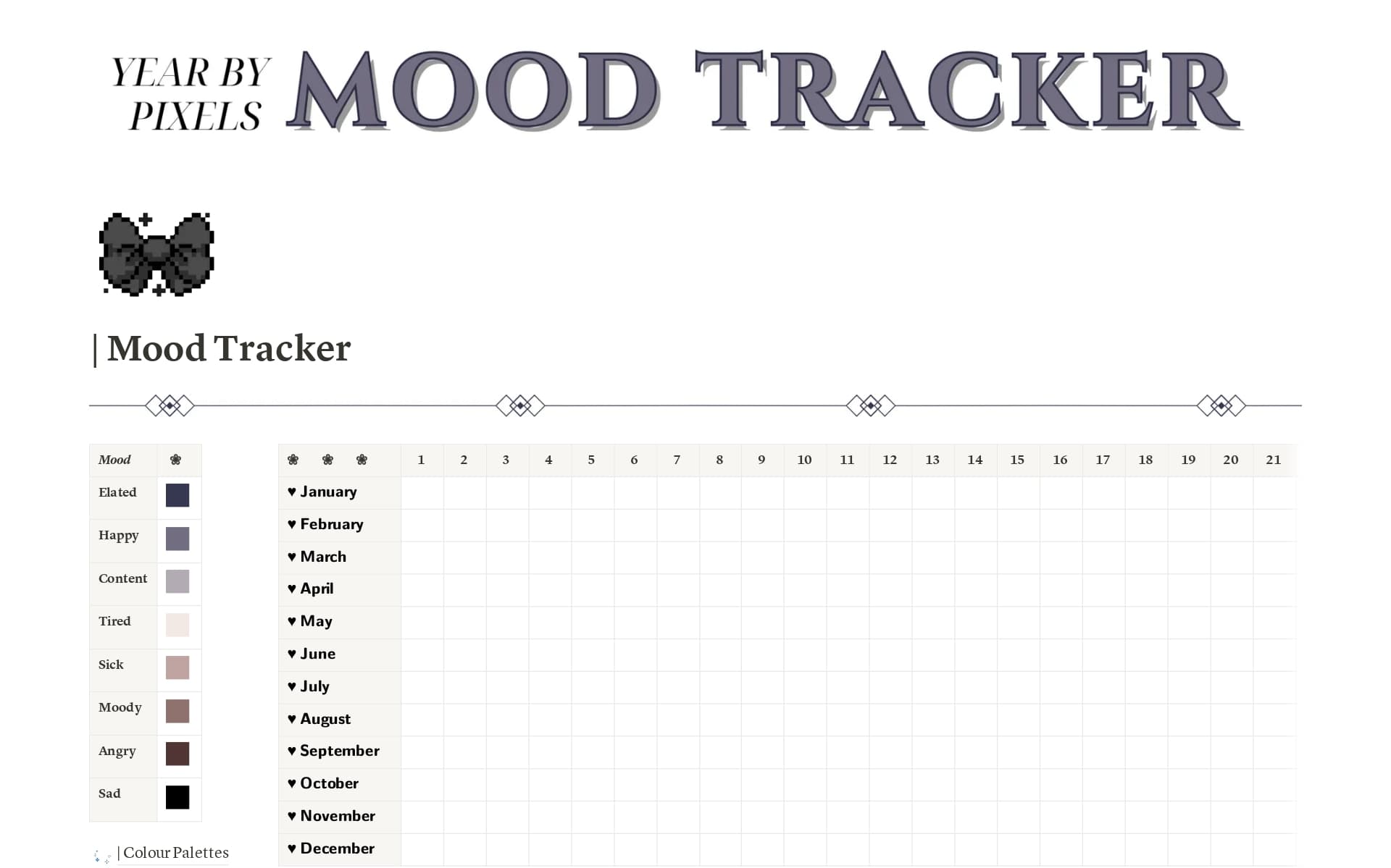Mood Tracker (Year in Pixels) Template by St.Noir | Notion Marketplace mood-tracker-year-in-pixels-template-by-st-noir-notion-marketplace