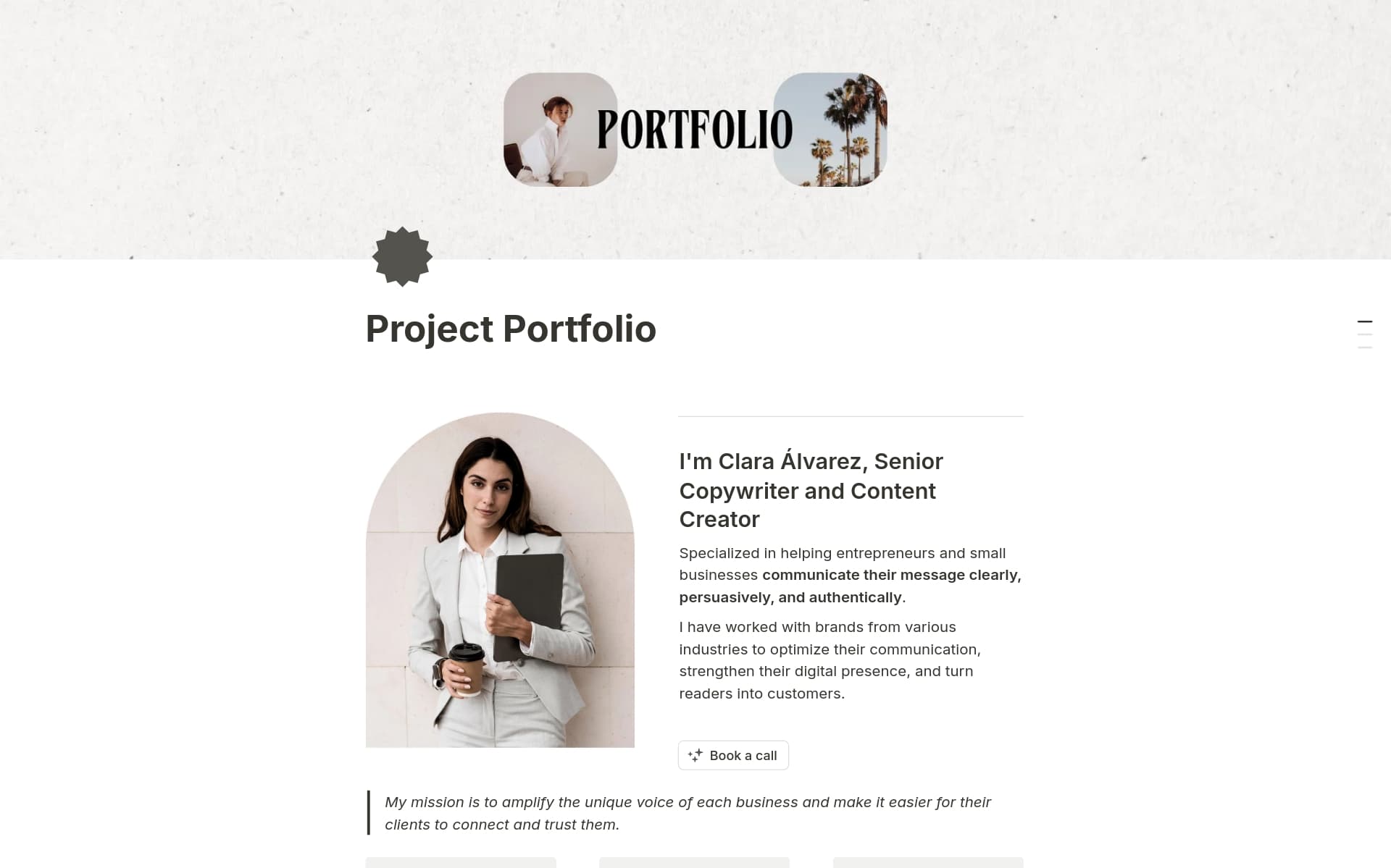 A template preview for Project portfolio - Freelancer