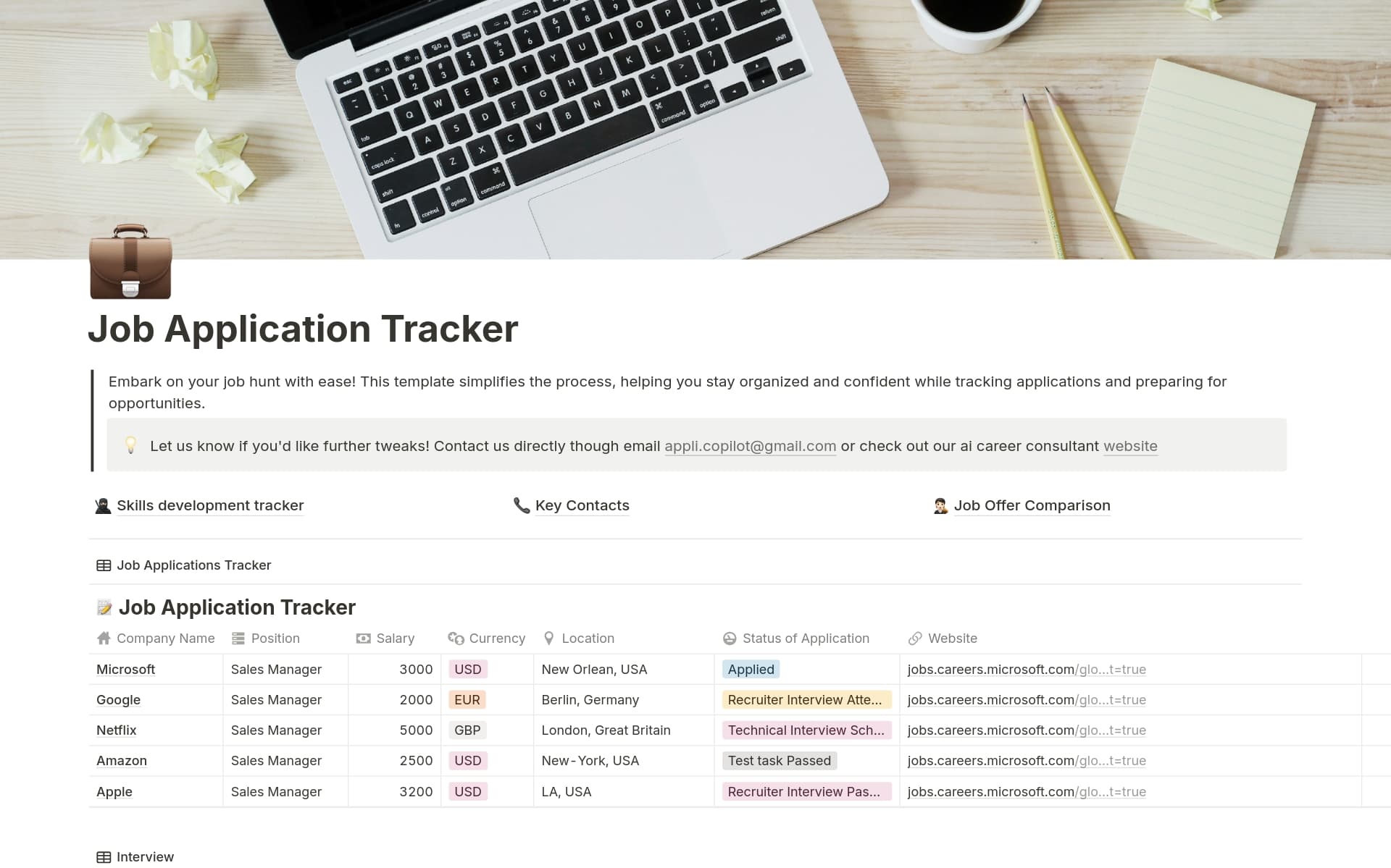 Job Request Tracking Job Application Tracker Template by Appli | Notion Marketplace