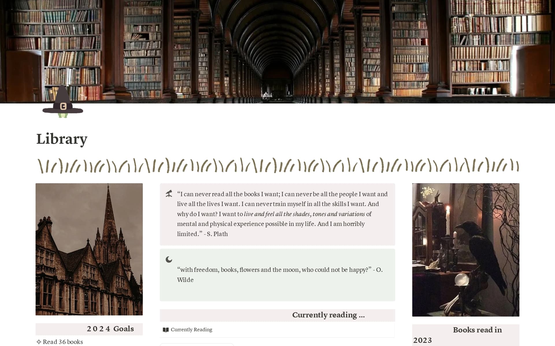 A template preview for 📚🕯️ Dark Academia Reading Tracker