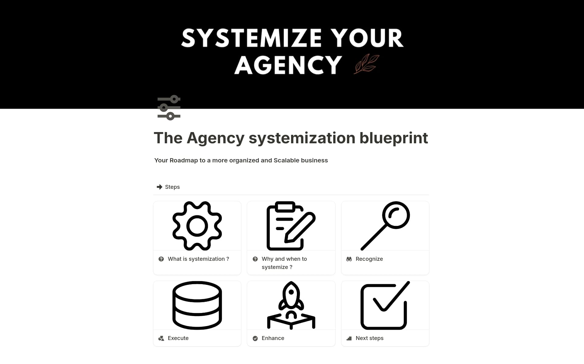 A template preview for Agency systemization blueprint