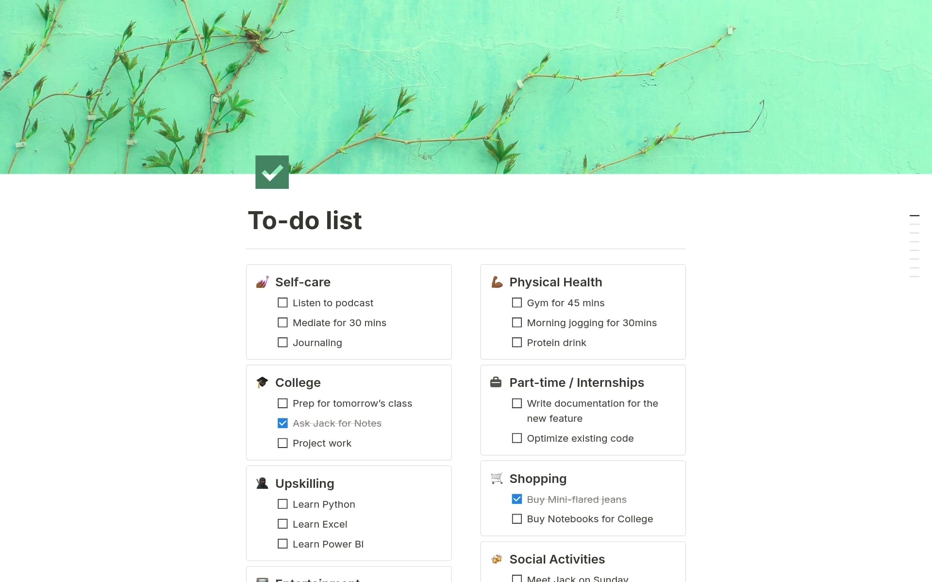 A template preview for To-do list for Students