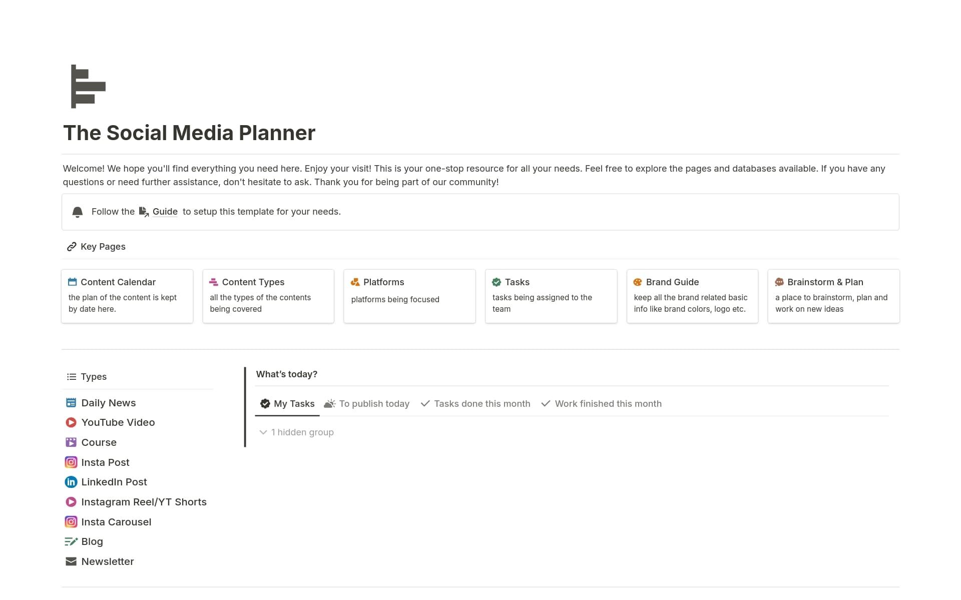 A template preview for The Social Media Planner