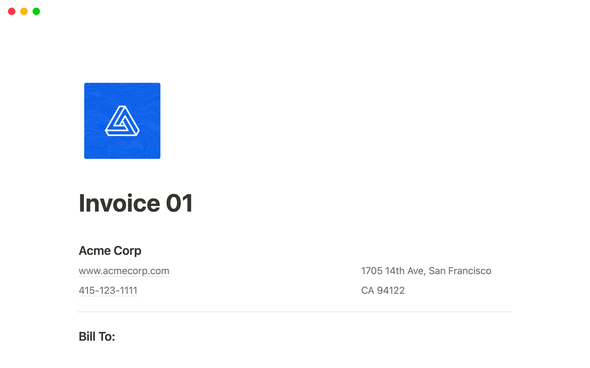 Streamline your invoice process and easily share your invoice with your clients.