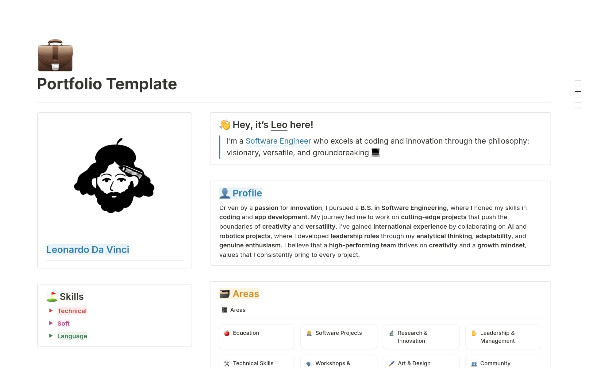 A template preview for Portfolio