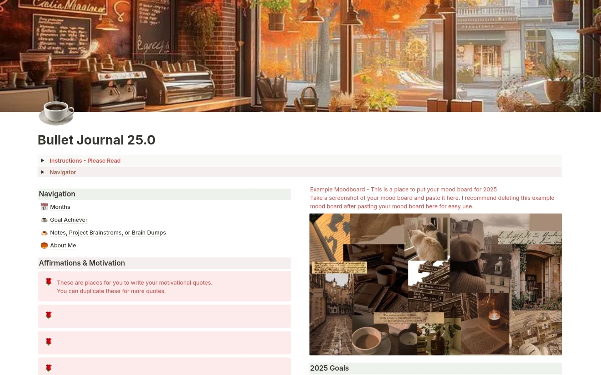 A template preview for Bullet Journal 25.0 (Complete 2025)