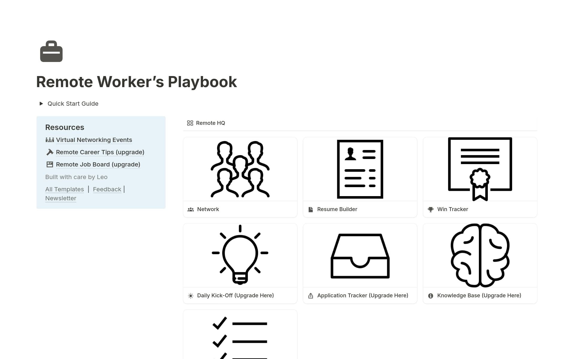 A template preview for Remote Worker's Playbook