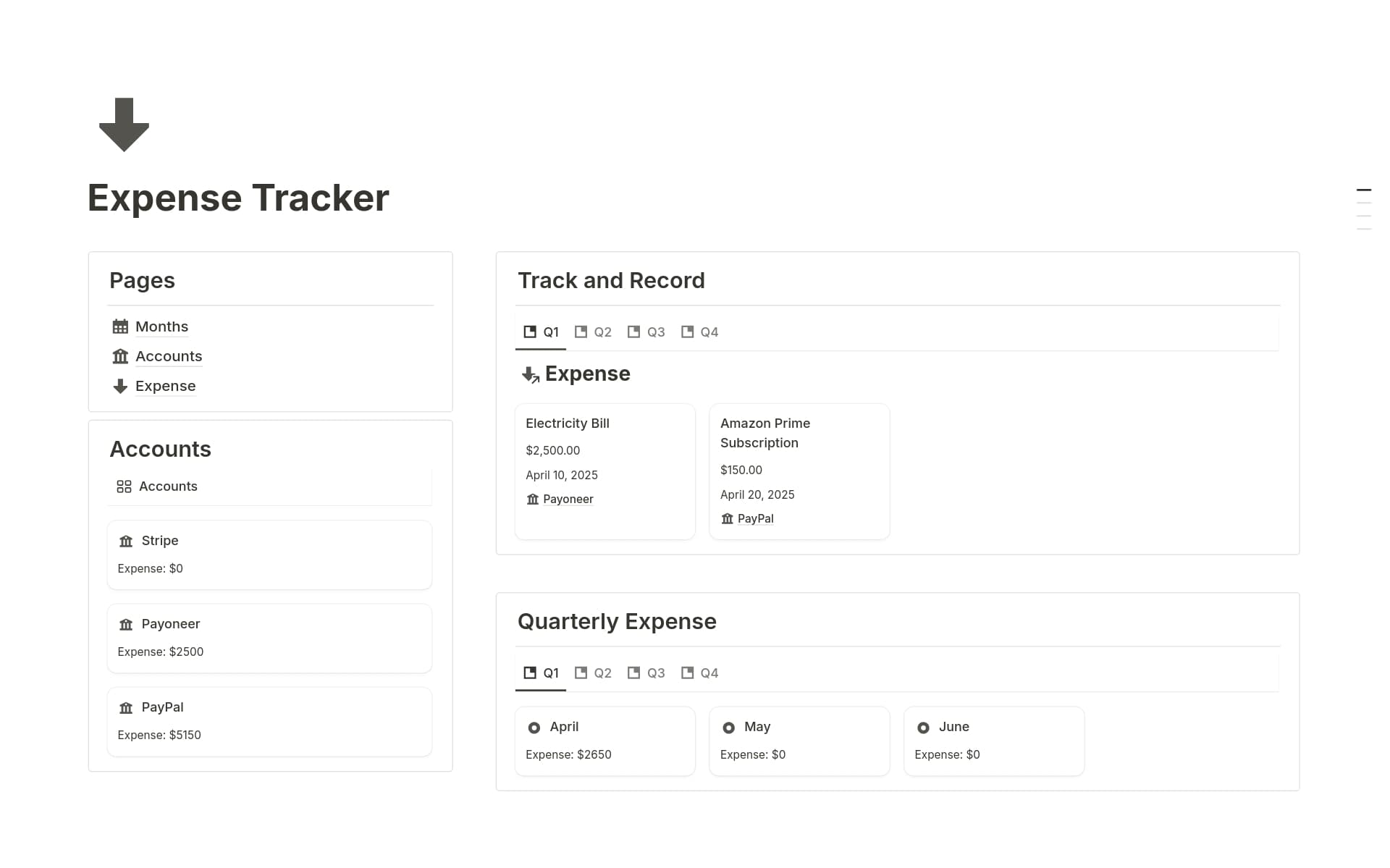 A template preview for Expense Tracker
