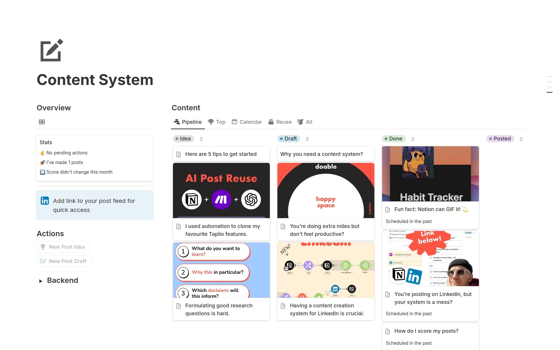 LinkedIn Content System Template by Teo Winkler | Notion Marketplace