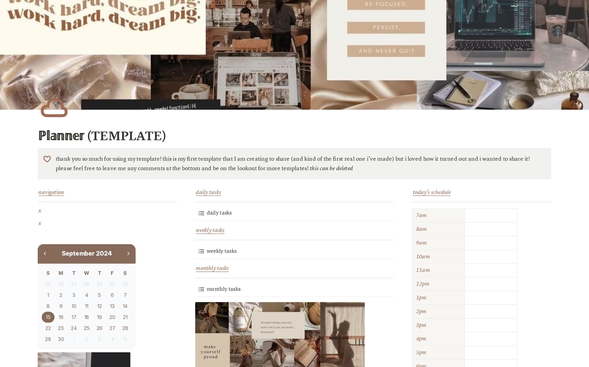 minimalist brown aesthetic planner Template | Notion Marketplace