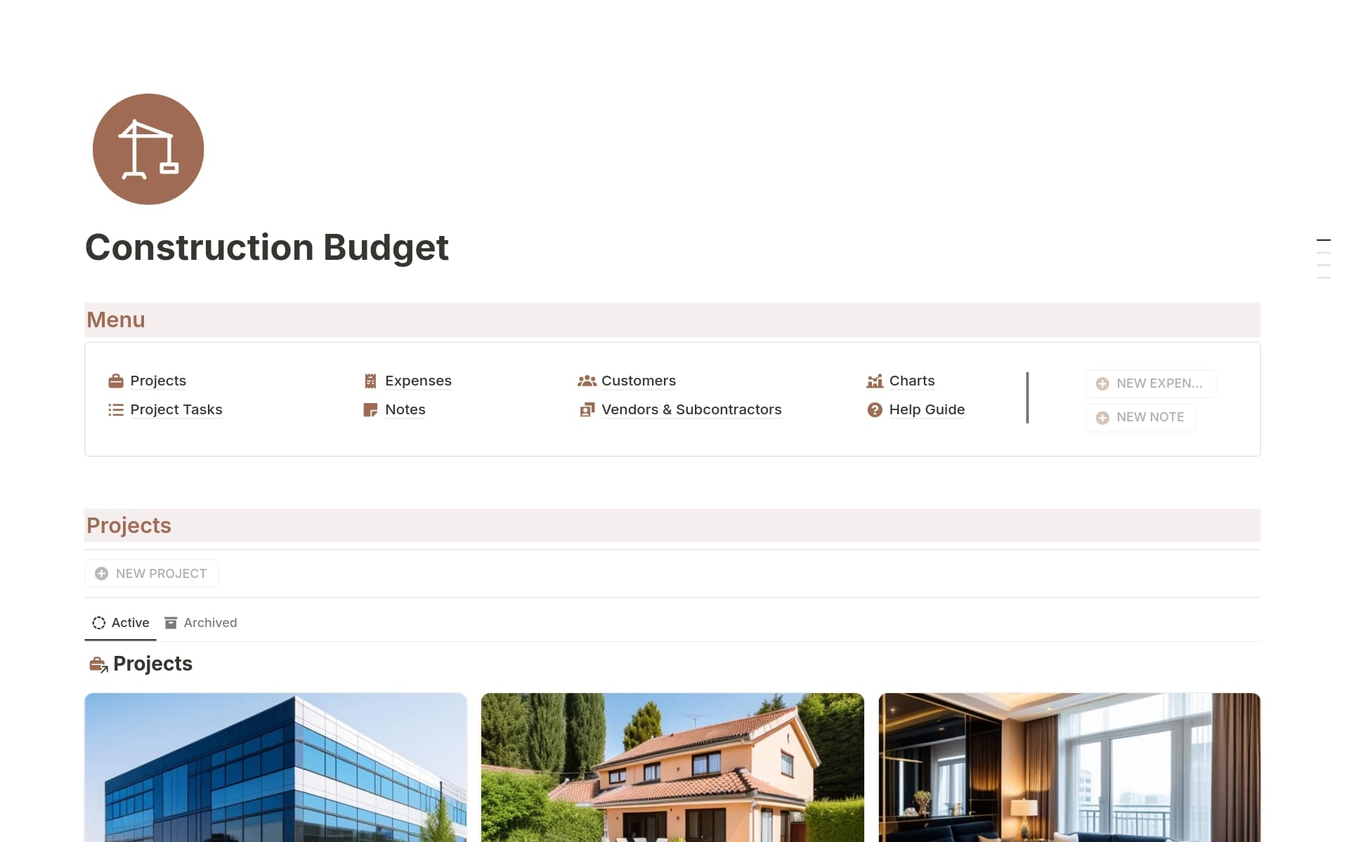 Your all-in-one construction project management and cost tracking solution. Track labor, material and fixed costs. This Notion template is designed to make it easier for you to manage budget projects, tasks, and expenses.