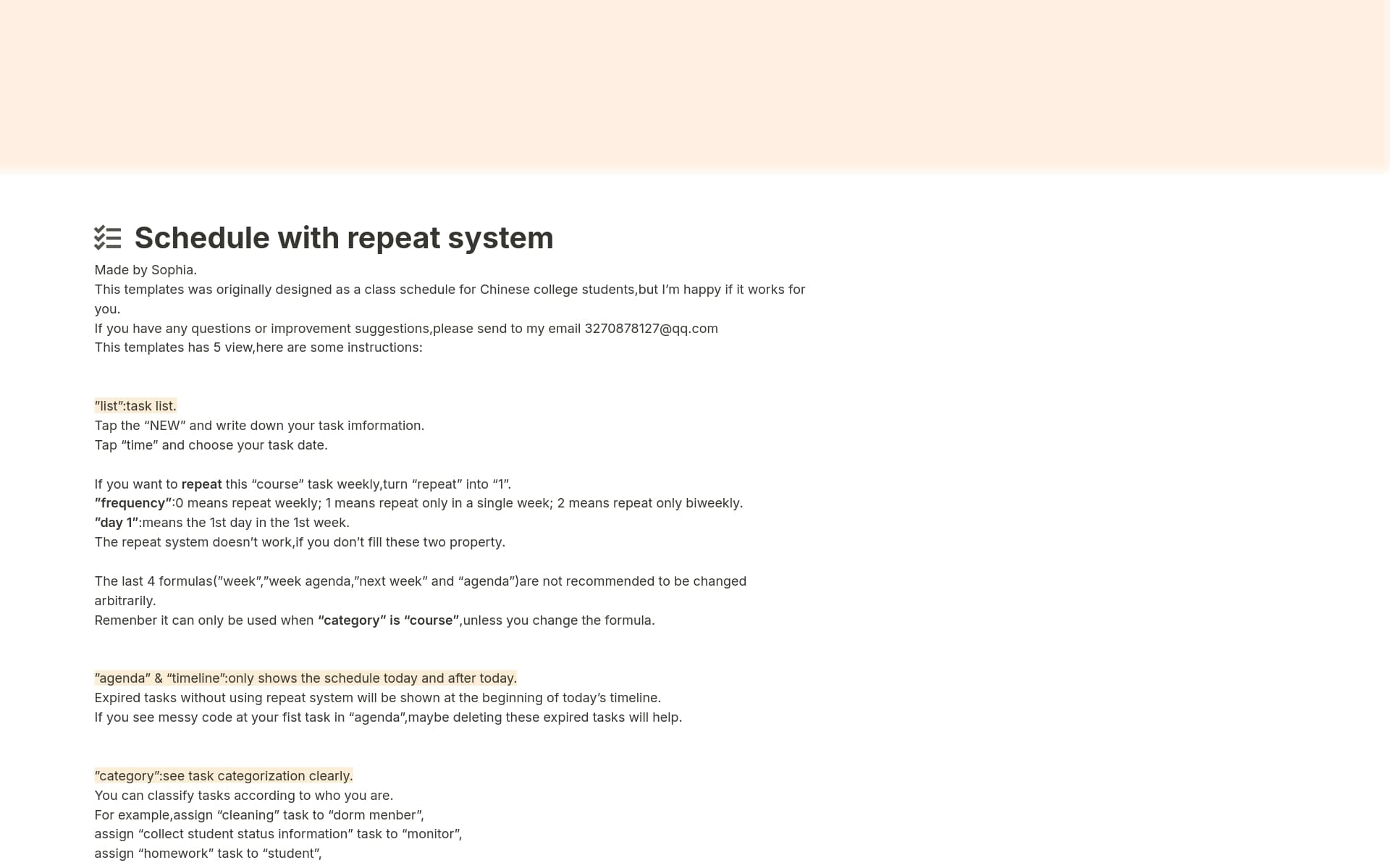 Schedule with repeat system Template | Notion Marketplace