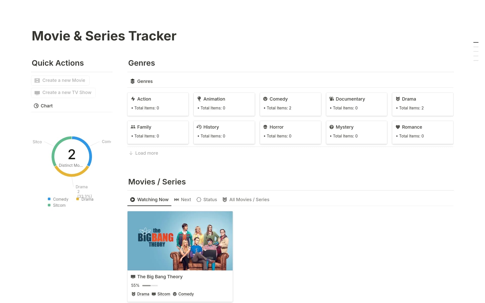 With Movie & Series Tracker Notion template, you can organize and track your favorite movies and TV series, ensuring you never miss an episode.