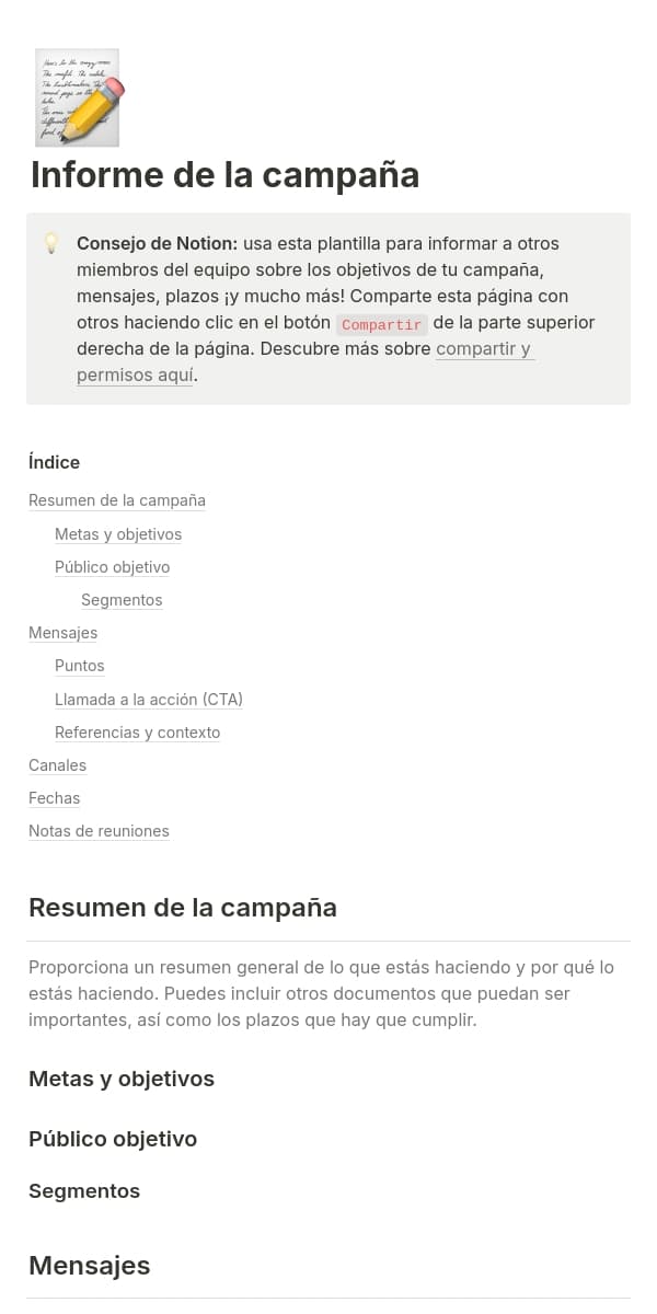 Una captura de pantalla de la aplicación móvil de Notion