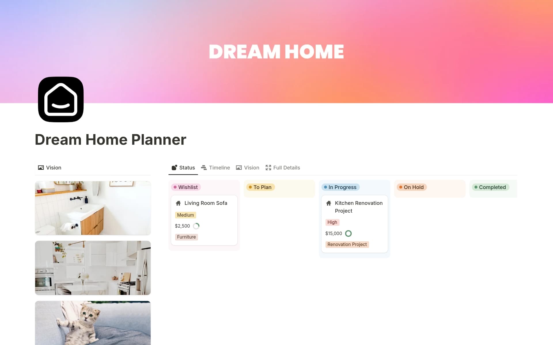 Dream Home Planner Template template preview