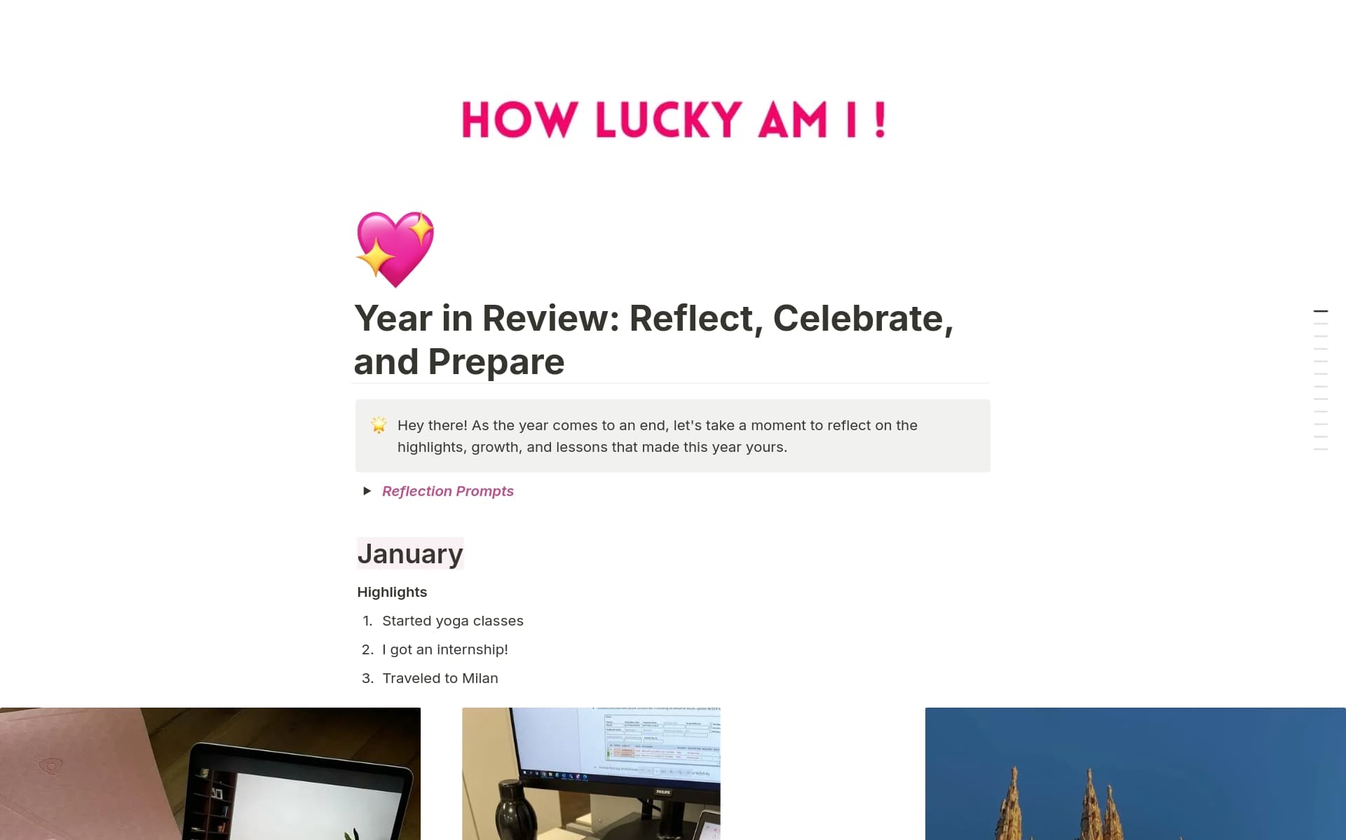A template preview for Year in Review: Reflect, Celebrate, and Prepare