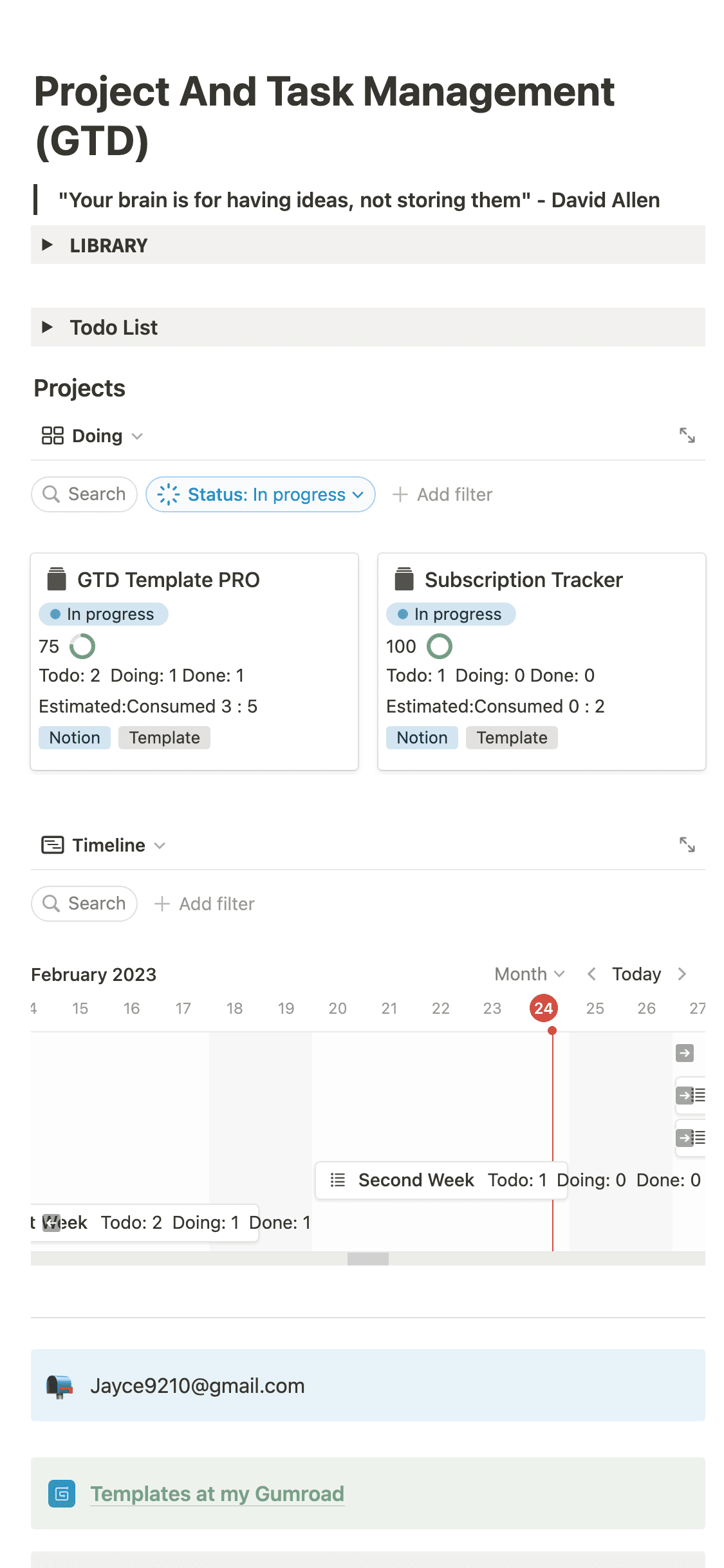 A screenshot of Notion's mobile app