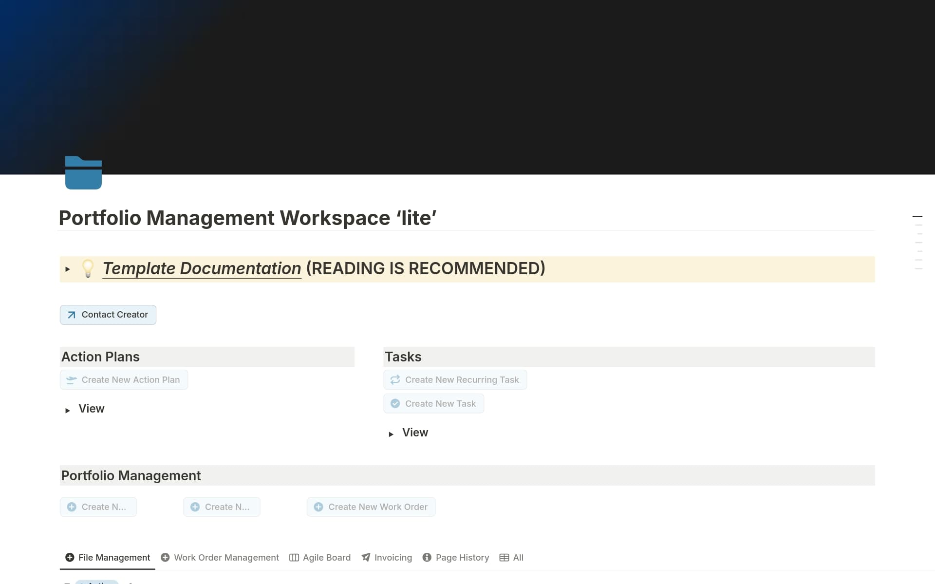 Portfolio Management Workspace 'lite' Template by James Redmond ...