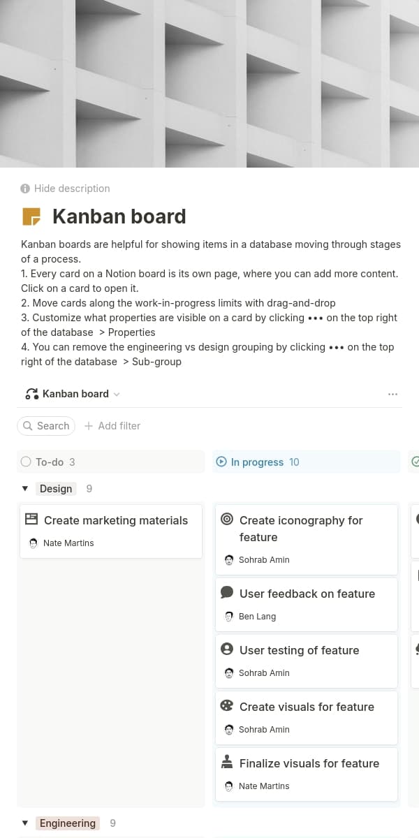 A screenshot of Notion’s mobile app