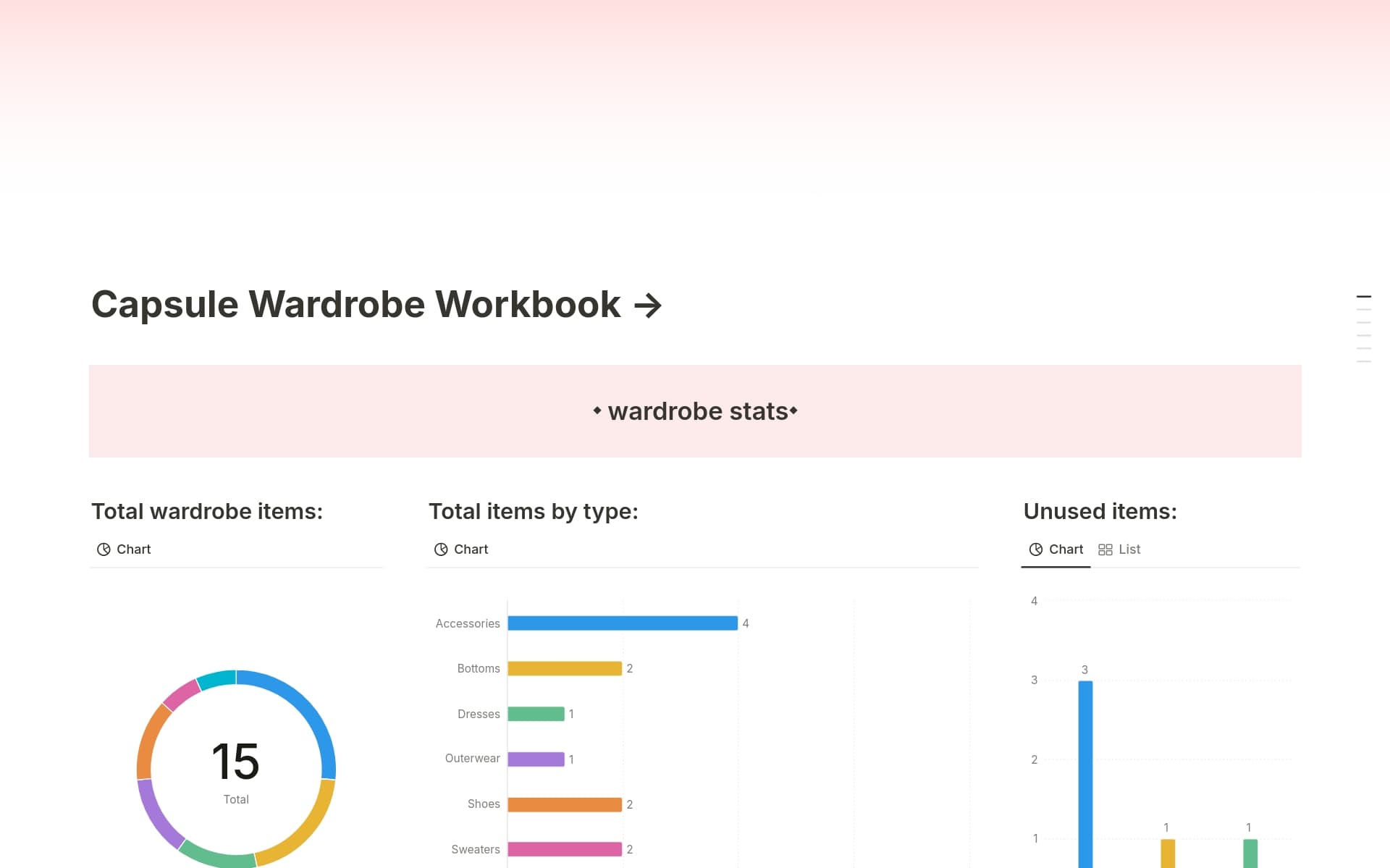 A template preview for Capsule Wardrobe Workbook