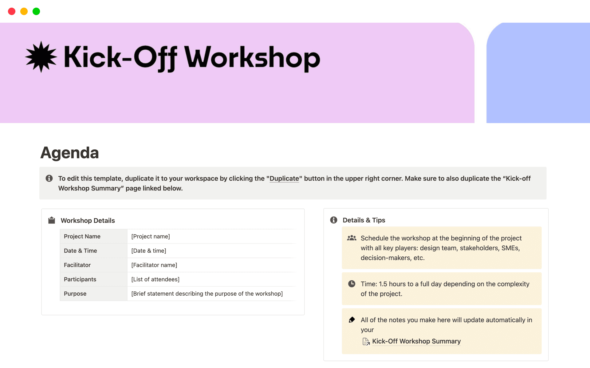 Detailed outline the key activities, discussions, and objectives for a project's kick-off meeting. It serves as a guide to ensure that the kick-off meeting is productive, informative, and well-organized.