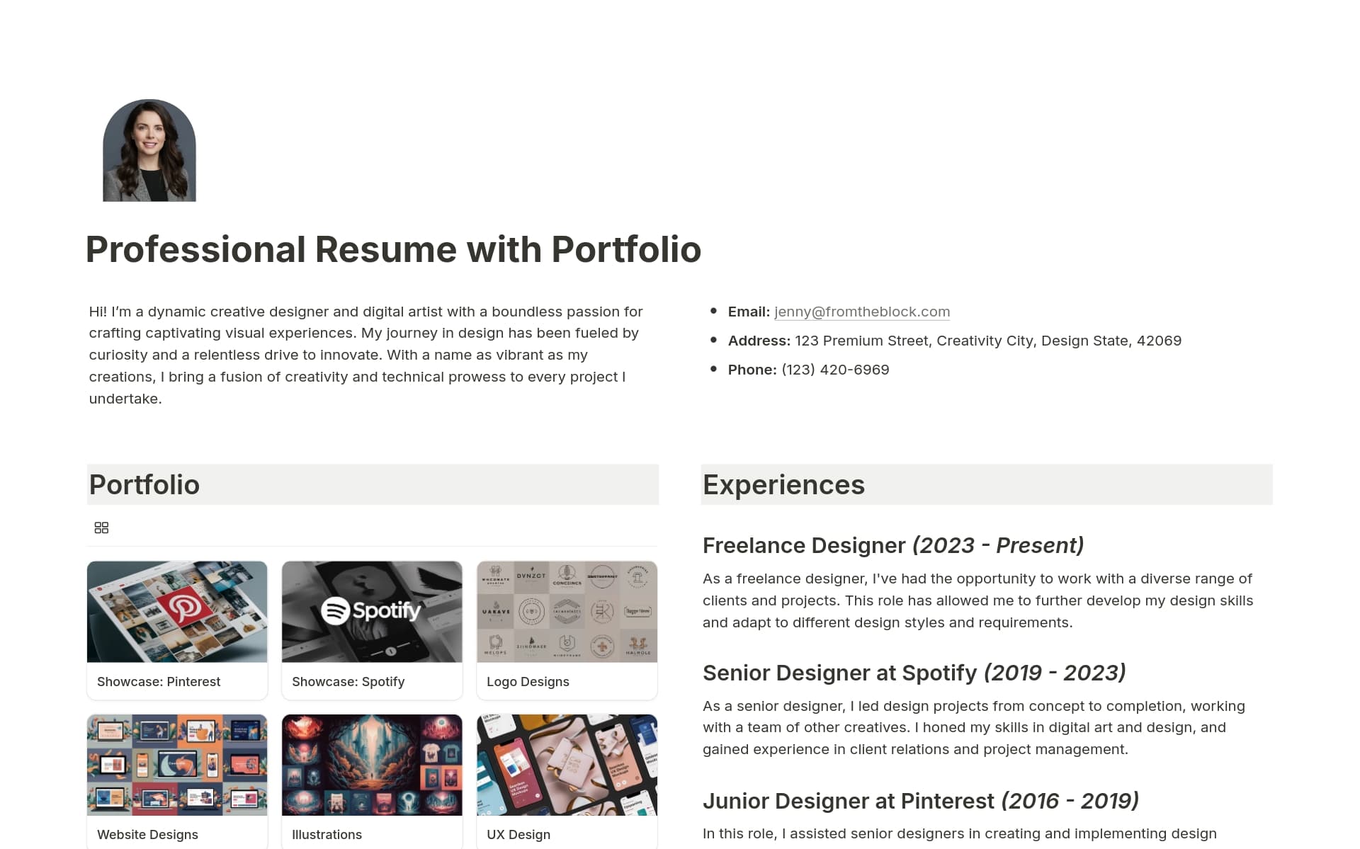 A template preview for Professional Resume with Portfolio