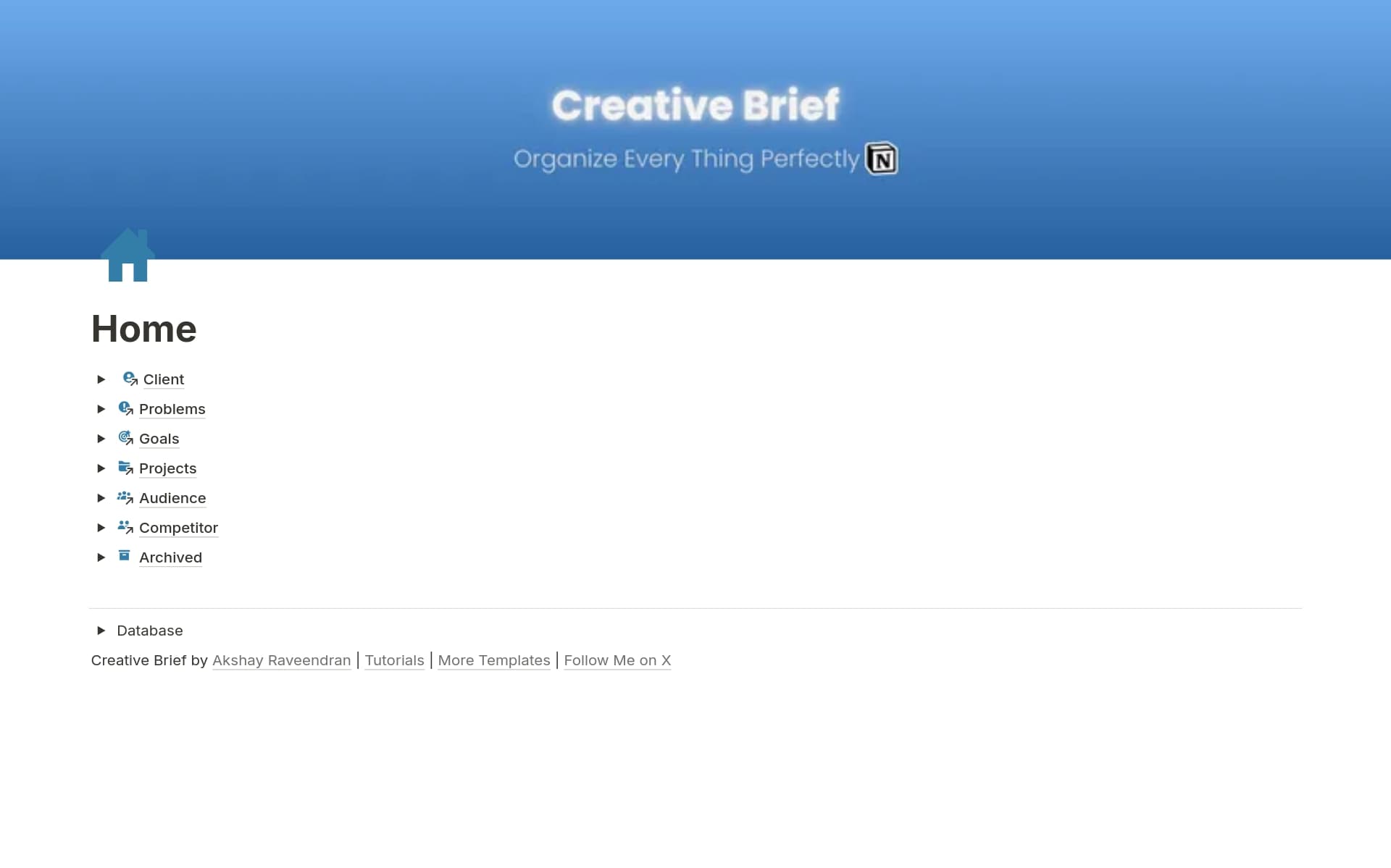 A template preview for Creative Brief