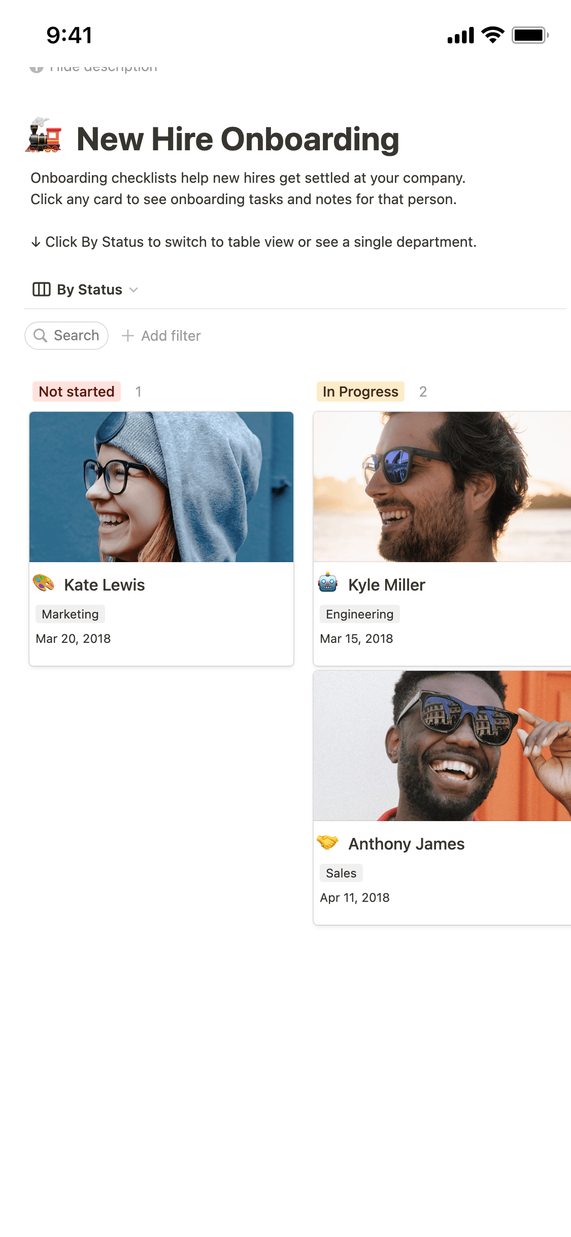 A screenshot of Notion's mobile app