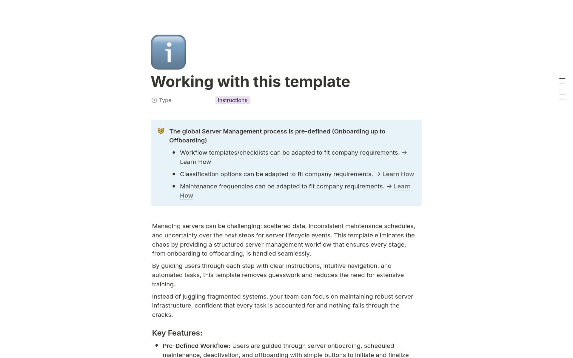 Server Tasks Server Management | All-in-1 Business Workspace Template by ...