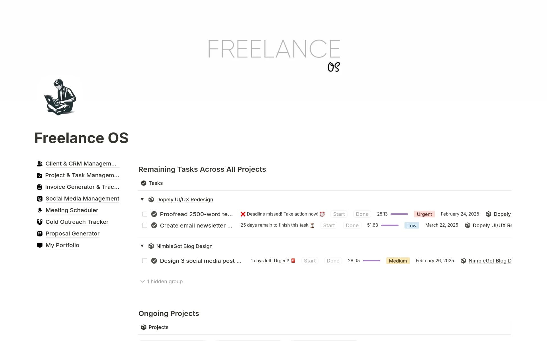 Freelance OS template preview