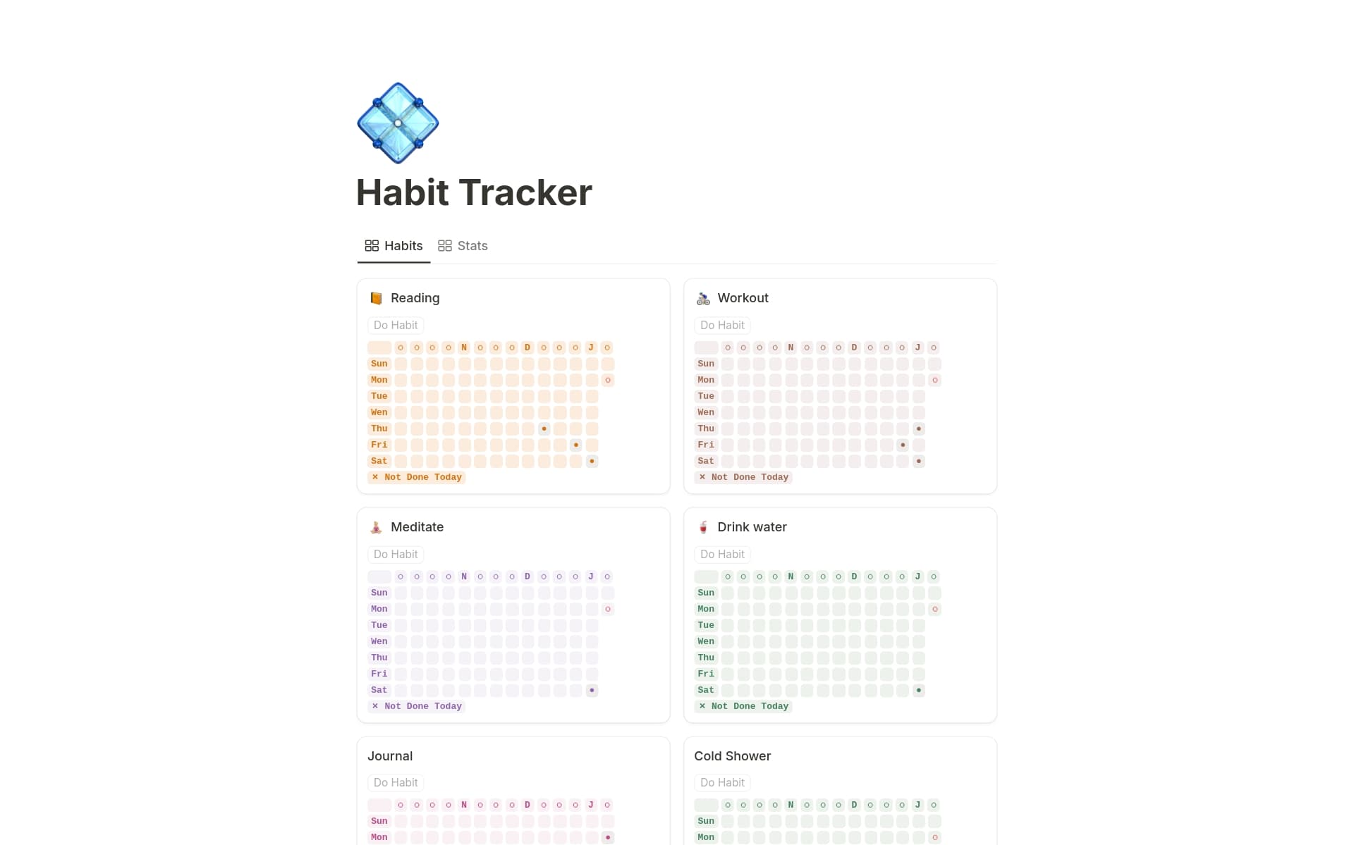 A template preview for Best Habit Tracker (Streak)