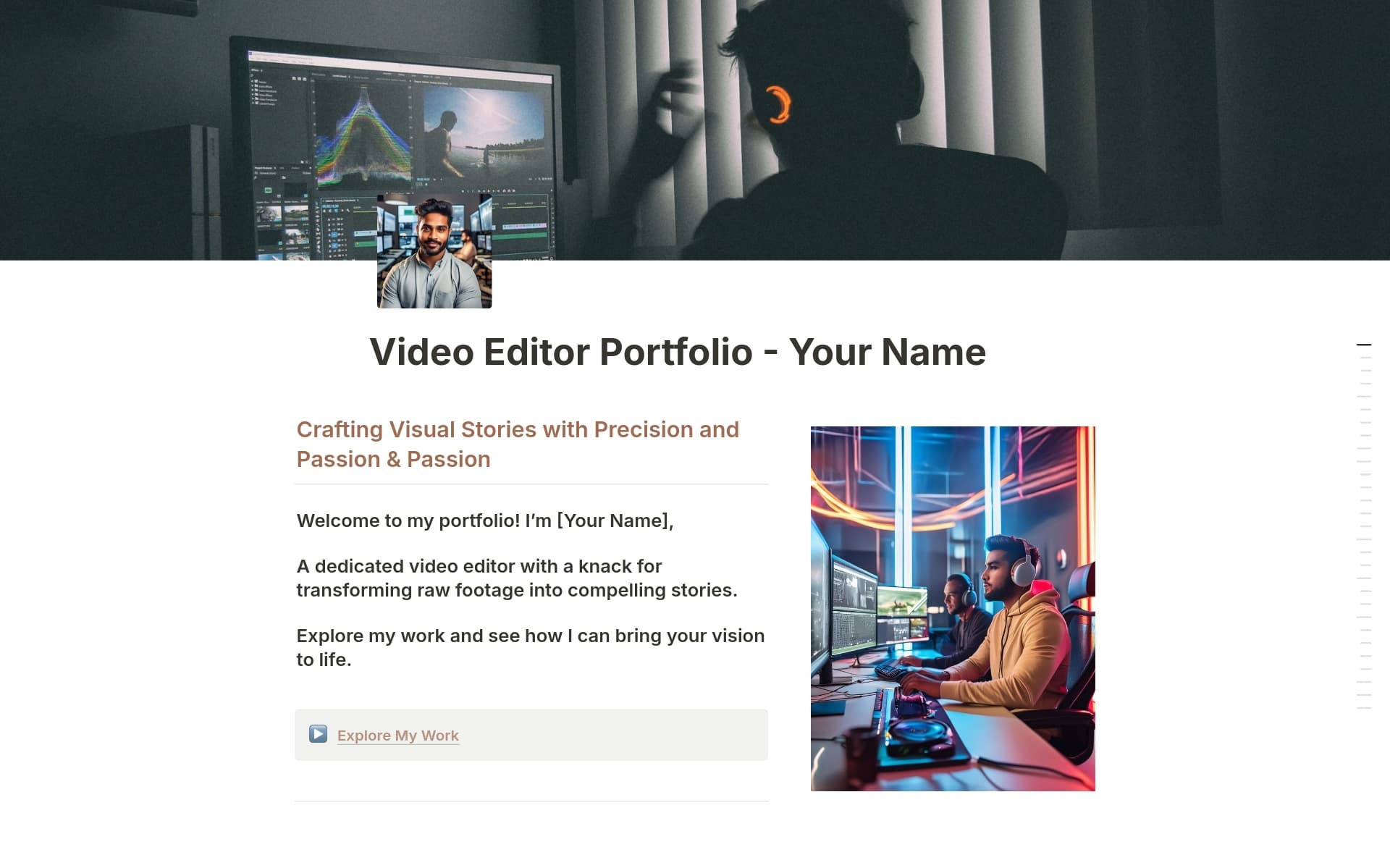 Video Editing Portfolio Template | Notion Marketplace