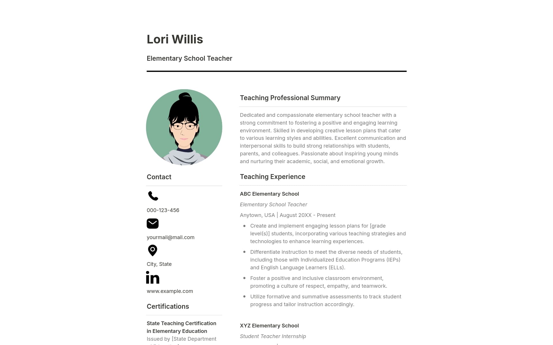 Introducing the Elementary School Teacher Notion Resume Template – your go-to tool for crafting a standout teaching resume.