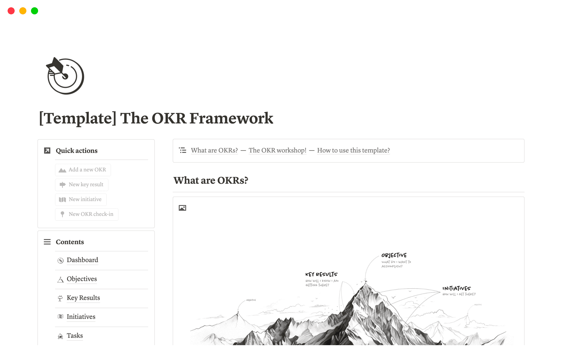 Unlock your team's potential with clear objectives and measurable initiatives. The OKR Framework for Notion is your comprehensive tool for setting, tracking, and achieving ambitious goals.