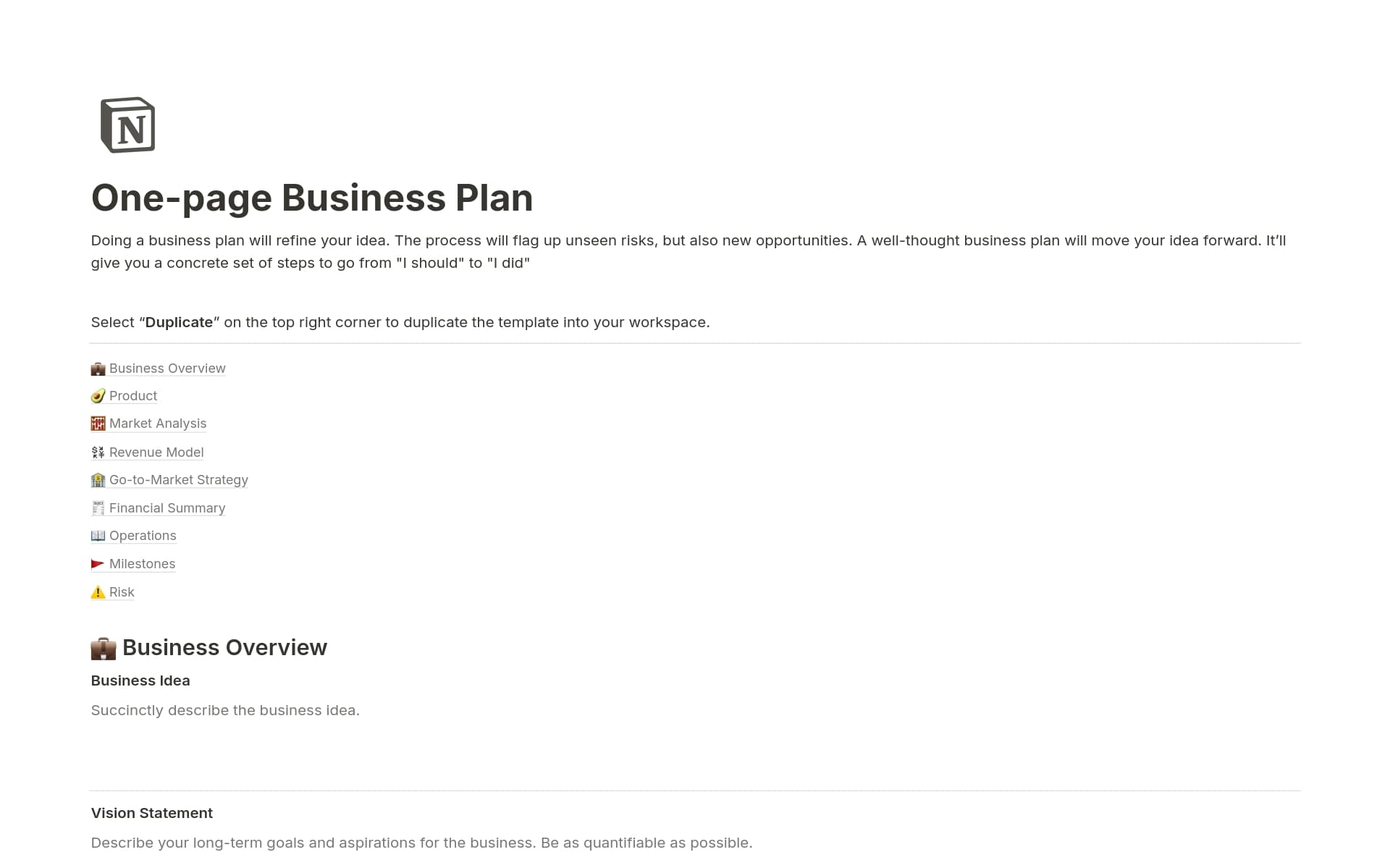 Move your idea forward with our business plan template and update investors with ease