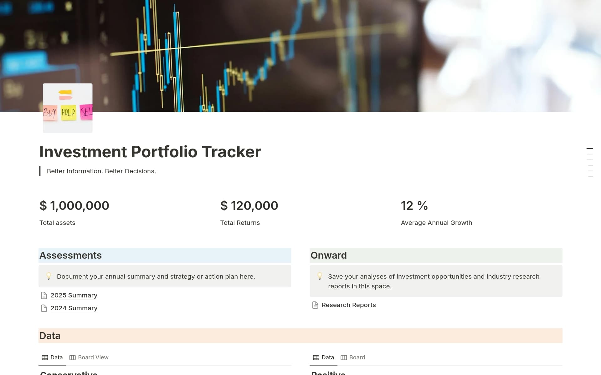 A template preview for Investment Portfolio Tracker