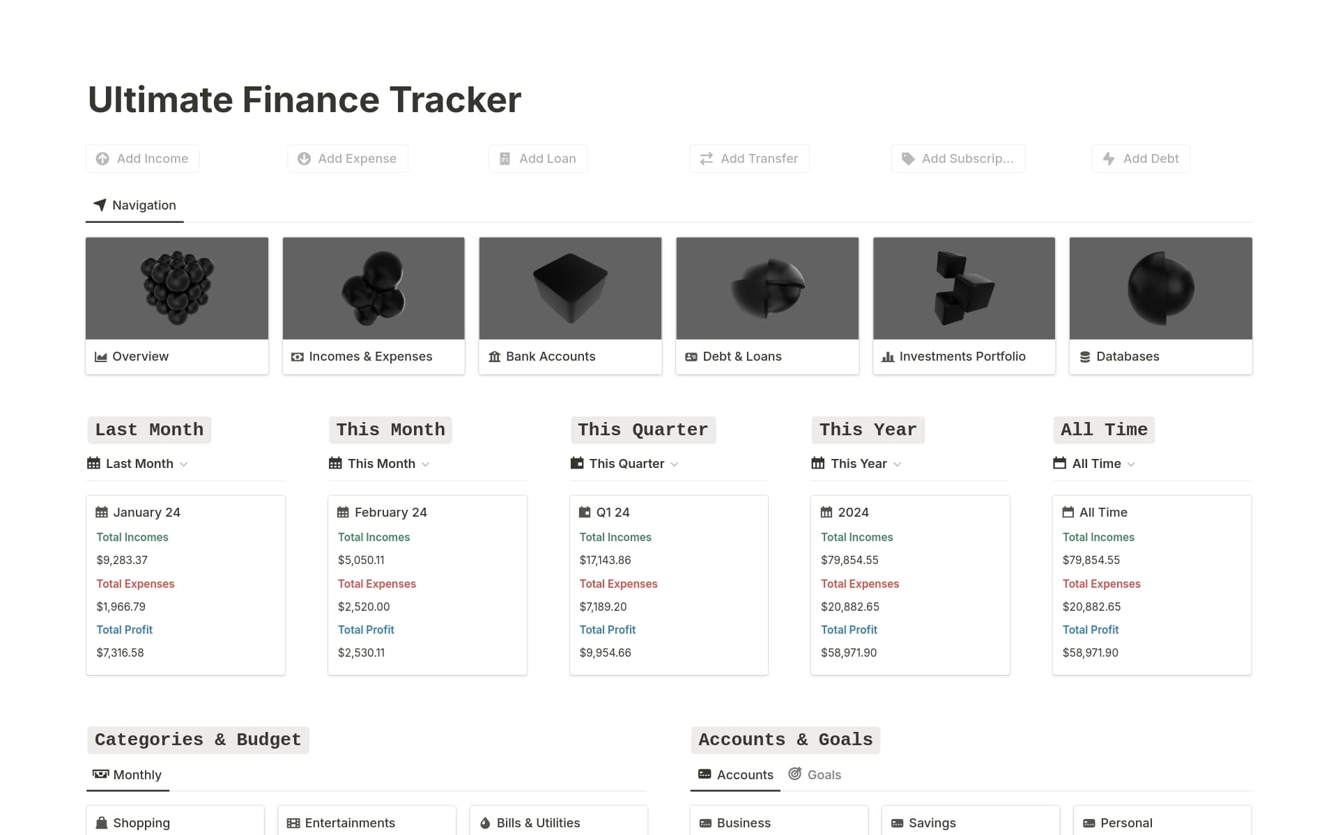 The Ultimate Finance Tracker Template by Simo Notion Marketplace