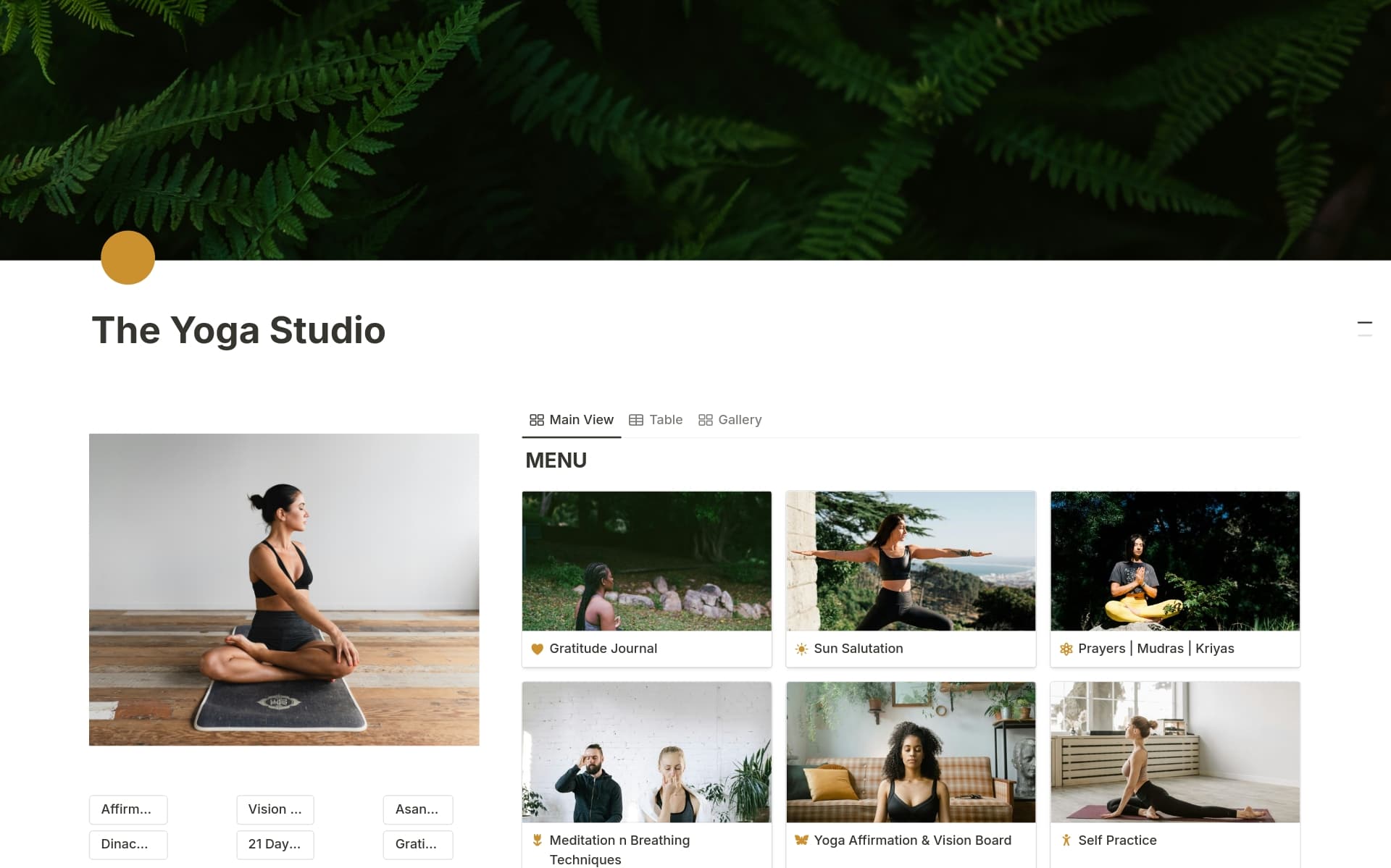 A template preview for The Yoga Studio