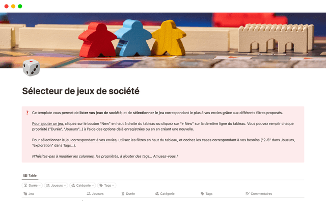 Sélecteur de jeux de société